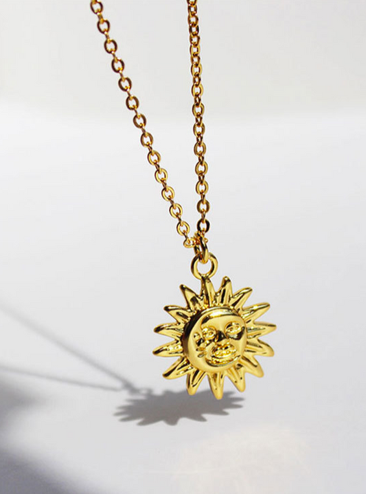 18k Gold plating Brass Sun Necklace