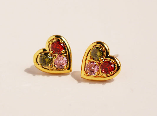 Heart-shaped Zircon Stones Earring