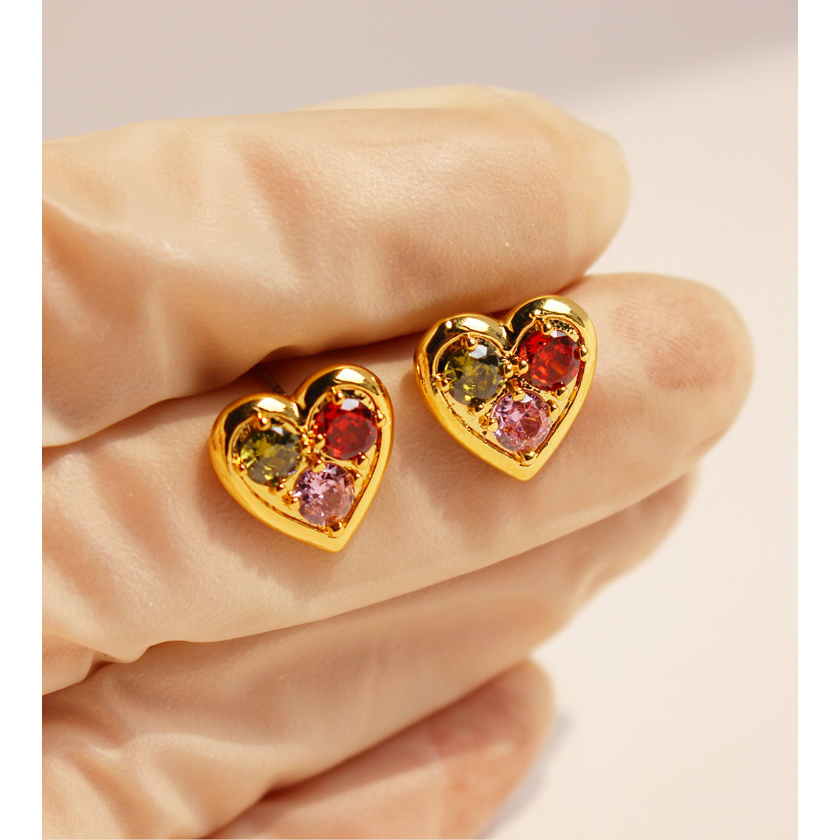 Heart-shaped Zircon Stones Earring