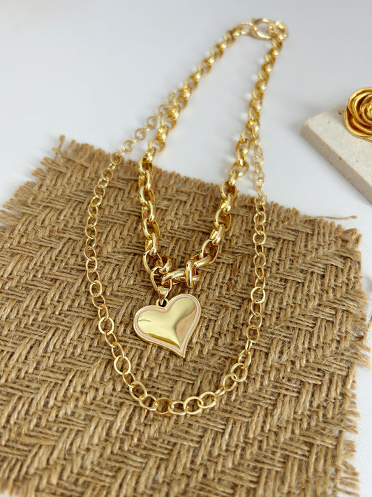 Double Chain Heart Necklace