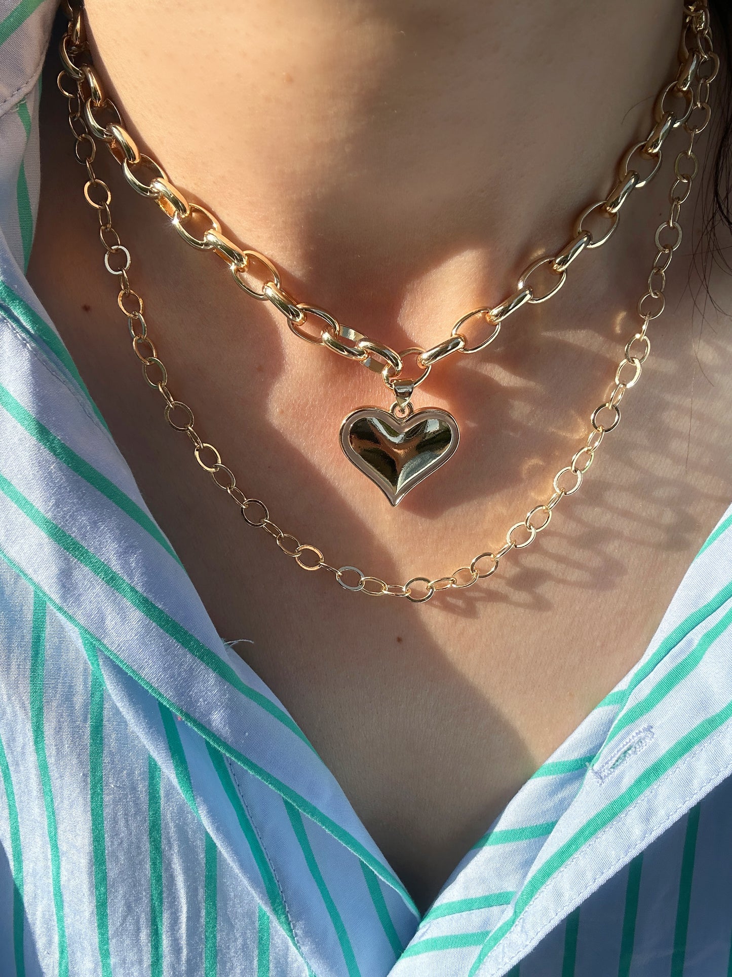 Double Chain Heart Necklace